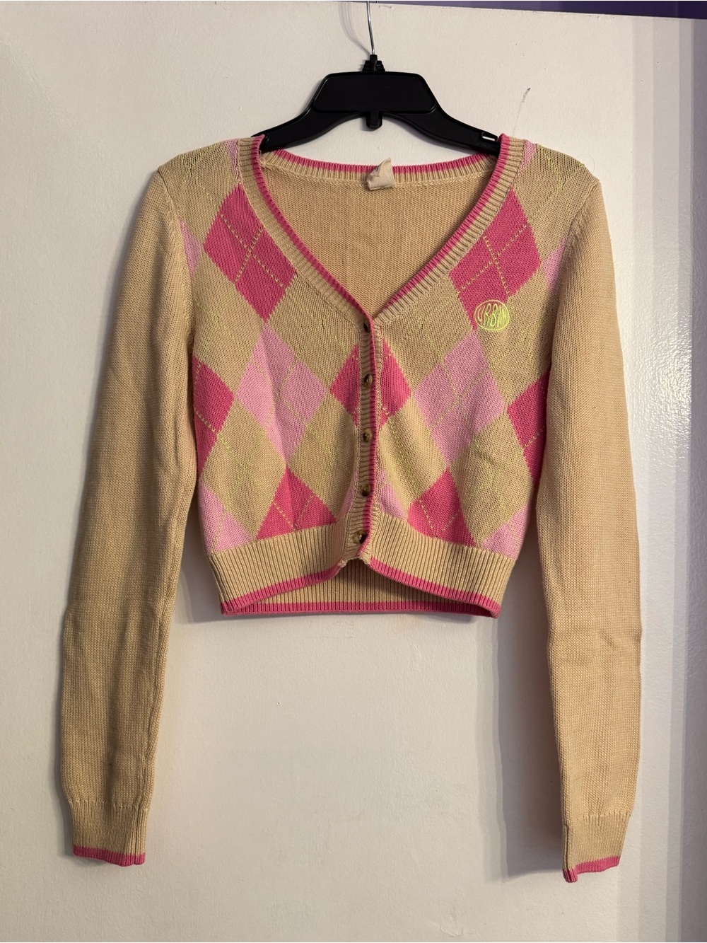 Urban Outfitters Argyle Cropped Cardigan